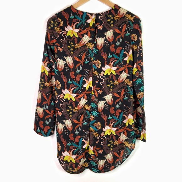 H & M botanical garden floral print tunic top blouse long sleeve Size 4 - Picture 6 of 9